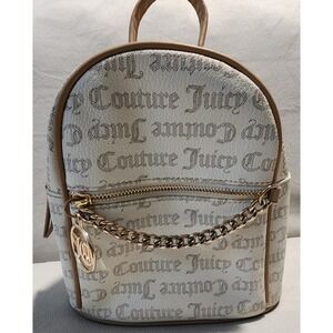 Juicy‎ Couture Mini Backpack Cream Gold Chain Charm Logo Cute Bag